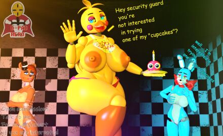 3d 3girls ass beak big_areola big_ass big_breasts big_butt big_nipples big_thighs breasts breasts_bigger_than_head breasts_outside cupcake_(fnaf) dpadhero female five_nights_at_freddy's five_nights_at_freddy's_2 furry furry_female furry_only male nipples nude nude_male open_commmission runaboo_chica sfm text thick_ass thick_butt thick_hips thick_thighs toy_bonnie_(fnaf) toy_chica_(fnaf) toy_freddy_(fnaf) video_game_character video_game_franchise