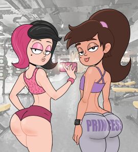 2boys 2femboys ass ass_focus beauty_mark big_ass bubble_ass canon_crossdressing cellphone chumleyyy crossover dat_ass duckface eyeshadow fat_ass femboy guy_hamdon gym gym_bunny gym_clothes light-skinned_male male male_only marco_diaz mole_under_eye multiple_males ponytail_femboy princess_marco selfie shezow shezow_(character) star_vs_the_forces_of_evil take_your_pick tongue_out yoga_pants