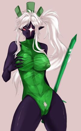 1girls 1x1x1x1 1x1x1x1_(forsaken) betrayed_1x1x1x1 breasts female forsaken_(roblox) long_hair nefarmal nipples pubic_hair pussy roblox roblox_game robloxian rule_63 see-through_body self_upload sword tagme thighs white_hair