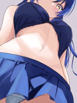 1girls absurd_res absurdres bare_arms bare_belly bare_hips bare_midriff bare_navel bare_shoulders bare_skin bare_torso belly belly_button blue-haired_female blue_bra blue_eyebrows blue_hair blue_panties blue_skirt blue_underwear blush blush_lines blushing_at_viewer blushing_female borgbutler bra breasts cleavage dot_nose female female_focus female_only grey_background groin half_naked high_resolution highres hourglass_figure light-skinned_female light_skin lips looking_at_viewer love_live! love_live!_school_idol_project medium_breasts naked naked_female navel nude nude_female panties pussy shoulders simple_background skirt slender_body slender_waist slim_female slim_waist solo sonoda_umi standing thighs thin_waist underboob underwear upper_body white_background wide_hips yellow-eyed_female yellow_eyes