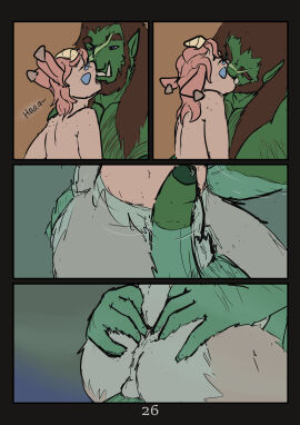 absurd_res arm_hair ass ass_grab balls bath bathing beard big_penis blue_eyes bodily_fluids body_hair brown_hair butt_grab chest_hair closed_eyes comic deety duo ear_piercing english_text erection facial_hair facial_markings facial_scar foreskin freckles fur gay genital_fluids genitals green_body green_skin hair hairy hand_on_ass hand_on_butt head_markings hi_res horn humanoid humanoid_pointy_ears inside kissing leg_hair light-skinned_male light_skin long_hair male male/male male_only markings muscular muscular_humanoid muscular_male on_lap open_mouth orc orc_male penile penis penis_size_difference piercing pink_body pink_fur pink_hair precum precum_on_penis satyr scar sex size_difference tail text tusks uncircumcised