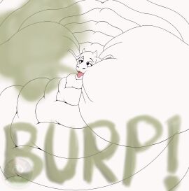 anthro back_rolls big_cheeks blobby boss_monster_(undertale) bovid burp_cloud burping caprine chubby_cheeks exclamation_point fat_rolls female goat hi_res horn huge_cheeks hyper_cheeks long_ears mammal morbidly_obese neck_rolls obese obese_female onomatopoeia open_mouth overweight overweight_female solo sound_effects text tongue tongue_out toriel undertale undertale_(series) watermark yakellnsfw