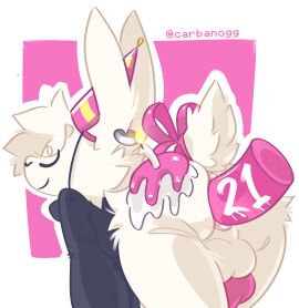 anal anal_plug anal_sex anthro anus ass balls big_ass big_butt birthday birthday_cake birthday_candle birthday_gift buttplug buttplug_in_ass buttplug_insertion cake carbanogg clothing dessert dildo dildo_in_ass dildo_insertion food fur genitals hat headgear headwear hi_res lagomorph leporid looking_pleasured male mammal nude object_in_ass party party_hat penetration penis piecing plug_(sex_toy) plug_insertion rabbit ribbons scut_tail sex_toy sex_toy_in_ass sex_toy_insertion short_tail smile solo tail thick_thighs white_body white_fur