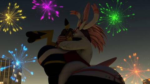 ass big_ass big_breasts breasts bubble_ass bubble_butt eeveelution female furry huge_ass huge_breasts kingofthekabuto pikachu pokemon pokemon_(species) queenofthekabuto sylveon tagme thick_thighs wide_hips