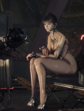 1girls bangs clothing eve_(stellar_blade) female high_heels legs pale_skin screencap shoes skin_suit_(stellar_blade) solo stellar_blade tagme thighs tight_clothing