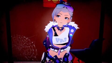 1boy 3d ahe_gao animated blush clothed_sex cum cum_in_pussy cum_inside doggy_style ejaculation female great_celacanto_(gcelacanto/inmortalgreat) halloween halloween_theme honkai:_star_rail lecheryamoreva opennsfwsp pussy sex silver_wolf_(honkai:_star_rail) sound squishsuccubus tagme trick_or_treat vaginal_penetration video