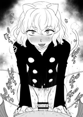 1girls 4_fingers black_and_white black_skirt blush breathing_heavily buttoned_shirt cat_ears cat_girl cat_tail catgirl censored chimera_ant claws cowgirl_position enjoying exposed_pussy female hunter_x_hunter kaiman_garupan looking_at_viewer male neferpitou neko nekomimi partially_clothed penetration penis pussy pussy_juice sex spread_legs sweat sweatdrop vagina vaginal_penetration vaginal_sex veiny_penis wagging_tail wavy_hair white_hair