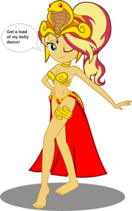 aqua_eyes bare_arms bare_legs bare_midriff bare_shoulders bare_thighs barefoot belly_button bikini bikini_top blonde_hair bra cleavage cobra_tiara collar dancer dancer_class dancer_girl dancer_outfit earrings english_text equestria_girls female gem gemstone gold_bikini gold_bikini_top gold_bra gold_collar gold_thigh_ring gold_thighlet gold_tiara golden_bikini_top golden_bra golden_collar golden_thigh_ring golden_tiara harem harem_girl harem_jewelry harem_outfit jewelry loincloth metal_collar midriff my_little_pony my_little_pony_equestria_girls my_little_pony_friendship_is_magic navel purple_earrings purple_gem purple_gemstone red_highlights red_loincloth shantae shantae_and_the_pirate's_curse slave slave_bikini slave_collar slave_girl slave_outfit smirk smirking smirking_at_viewer sunset_shimmer text text_box text_bubble thick_thighs thigh_ring thighlet transparent_background wink winking winking_at_viewer yellow_hair yellow_skin