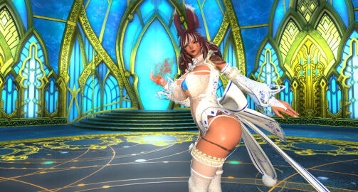 big_ass big_breasts breasts bunny_ears bunny_girl female final_fantasy_xiv gpose_(ffxiv) magic revealing_clothes viera warrior_of_light_(ff14) whore_of_light witch