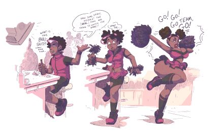 absurdres ass_expansion bimbo bimbo_body bimbofication bimbofied body_transformation breast_expansion breast_growth breast_growth_(enlargement) breasts cavitees cheerleader comic dark-skinned_female dark-skinned_sissy dark-skinned_sub dark_skin female figure_transformation gender_transformation hair_growth happy_trance hourglass_figure lip_expansion male malesub mtf_transformation reed_(patito_papito) sissy text thigh_expansion transformation