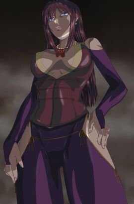 1girls 2024 2d bible_black big_breasts breasts cleavage clothed clothed_female clothing cloudy_sky corrupted female female_only human human_only large_breasts light_skin lipstick long_hair looking_at_viewer looking_down low-angle_view mostly_clothed purple_eyes questionable red_hair sfw shin_bible_black smile solo solo_female standing takashiro_hiroko witch