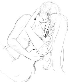 akira_kurusu female long_hair nude persona_5 ren_amamiya sakura_futaba sketch