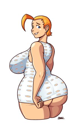 1girls ass big_ass big_breasts blazbaros blonde_hair breasts dress emma_hugaz fanart female heterochromia large_ass large_breasts short_hair skintight solo tight_clothing velvet_city_(shiin)