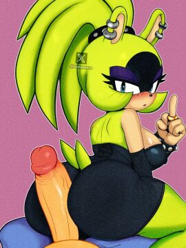 2025 3:4 accessory afrosoricid anthro anthro_on_anthro armwear artist_name ass big_breasts big_butt big_penis black_clothing black_dress blue_eyes blush blush_lines bracelet breasts clothed clothing cocktail_dress detached_sleeves digit_ring digital_media_(artwork) dress duo ear_piercing ear_ring erection eulipotyphlan eyelashes eyeshadow female film_grain genitals genyacero gesture glans green_body green_hair hair hair_accessory hair_tie half-closed_eyes hand_gesture hedgehog hot_dogging idw_publishing jewelry looking_at_another looking_at_partner looking_back looking_back_at_another looking_back_at_partner makeup male male/female mammal middle_finger mostly_offscreen_character narrowed_eyes on_lap outline parted_lips penis piercing pink_background ponytail purple_eyeshadow rear_view ring ring_piercing scut_tail sega sex short_tail simple_background sitting_on_lap sonic_(series) sonic_the_hedgehog sonic_the_hedgehog_(comics) sonic_the_hedgehog_(idw) sonic_the_hedgehog_(series) surge_the_tenrec tail tan_body tenrec text thick_eyelashes thick_thighs tsundere watermark wedding_ring white_outline wide_hips