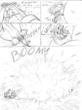 absurd_res air_inflation anthro bicycle_pump big_breasts blackfox85 blush bodily_fluids breast_expansion breast_growth breast_growth_(enlargement) breasts canid canine closed_eyes clothing comic duo ear_piercing ear_ring english_text expansion expansion_sound_effects explosion female female_focus fox fox_spirit gin_(blackfox85) giraffid grass hi_res hose hose_inflation huge_breasts hyper hyper_breasts inflation jeep looking_pleasured male mammal monochrome motion_lines multiple_panels open_mouth orgasm orgasm_face piercing plant popping pumping ring_piercing rumbling savanna shirt small_comic smile sweat sweatdrop tall_grass text thoughts tongue tongue_out topwear torn_clothing