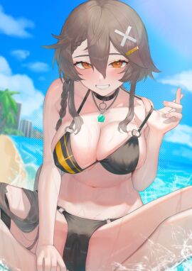 1girls absurd_res absurdres bare_arms bare_belly bare_calves bare_chest bare_hands bare_hips bare_knees bare_legs bare_midriff bare_navel bare_shoulders bare_skin bare_thighs beach belly belly_button bikini bikini_bottom bikini_only bikini_pull bikini_top bikini_top_pull black_bikini black_bikini_bottom black_bikini_only black_bikini_top black_choker black_string_bikini black_swimsuit black_swimwear black_thighband blue_background blue_sky blurred_background blurry_background blush blushing_female braid braided_hair breasts brown-haired_female brown_eyebrows brown_hair busty busty_female calves choker cleavage cleft_of_venus clouds coast collarbone day daytime dot_nose dripping_wet elbows exposed exposed_armpits exposed_arms exposed_belly exposed_legs exposed_midriff exposed_shoulders exposed_thighs female female_only fingernails fingers full_body grin groin hair_between_eyes hair_ornament hair_ornaments hairpin half_naked half_nude hand_on_foot hand_on_leg hand_on_own_foot hand_on_own_leg high_resolution highres horizon knees large_breasts lean_figure legs legs_apart light-skinned_female light_skin long_hair looking_at_viewer narrow_waist navel necklace nipple_bulge ocean orange-eyed_female orange_eyes original original_art original_artwork original_character outdoors outside palm_tree parted_lips pussy rushian sand sea seaside shoulders sidelocks sitting sitting_on_ass sitting_on_floor sitting_on_ground sky slender_body slender_waist slim_female slim_waist smile smiley_face smiling_at_viewer smirk soaked soaked_pussy solo spread_legs string_bikini swimsuit swimwear thick_thighs thighband thighs thin_waist wet wet_belly wet_bikini wet_body wet_breasts wet_face wet_hair wet_legs wet_pussy wet_skin wet_thighs wide_hips