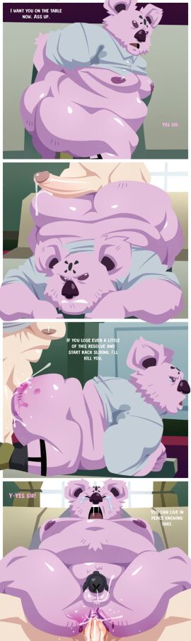 annoyed annoyed_expression annoyed_face anthro anthro_penetrated anthrofied ass ass_focus ass_up barely_clothed chastity chastity_cage chastity_cage_only chastity_device chastity_device_only chubby chubby_anthro chubby_belly chubby_cheeks chubby_male crying crying_male crying_while_penetrated crying_with_eyes_closed cum cum_drip cum_in_ass cum_on_body cumming cumming_from_anal_sex cumming_in_chastity cumming_inside cumming_while_penetrating doggy_style english english_dialogue english_text erect_penis erection fat fat_ass fat_butt fat_male foreskin fully_naked fully_nude fully_retracted_foreskin furry furry_ass furry_male gay gay_anal gay_domination gay_sex hotdogging hotdogging_ass human human_on_anthro human_penetrating human_penetrating_anthro hunter_x_hunter kite_(hunter_x_hunter) koala koala_(hunter_x_hunter) looking_at_viewer looking_back male male/male male_focus male_only male_penetrated male_penetrating male_penetrating_male muscular muscular_male obese obese_anthro obese_male on_four on_four_legs on_fours overweight overweight_anthro overweight_male partially_clothed partially_clothed_male partially_undressed penis penis_between_ass penis_between_buttocks penis_between_cheeks precum precum_drip precum_on_body precum_on_penis retracted_foreskin riding riding_cock riding_dick riding_penis sitting sitting_down sitting_on_lap sitting_on_partner sitting_on_penis sitting_on_person speech_bubble speech_bubbles superchub sweat sweaty_armpit sweaty_armpits sweaty_body table table_sex tear teardrop tearing_up tears tears_in_eyes tears_of_pain threat threatened threatening threatening_words trashtoonz uncircumcised