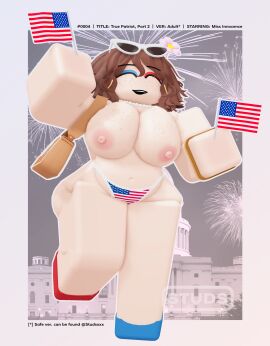 1girls 3d 4th_of_july american_flag_bikini artist_name ass big_ass big_breasts big_thighs bikini breasts brown_hair busty cheering darby_lockhart eyeshadow female hd milf miss_innocence mommy necklace nipples nude nude_female office_lady original_character posing posing_for_the_viewer poster purse roblox robloxian smile studsxxx sunflower sunglasses twitter_username watermark wristwatch