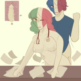 big_breasts breasts countryhumans countryhumans_girl doggy_style female france_(countryhumans) italy_(countryhumans) male penis penis_in_pussy pussy sant5504 table x-ray