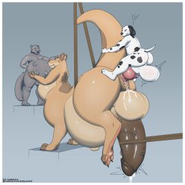 anal anal_sex anthro anus balls belly belly_nipples big_balls big_belly big_penis bodily_fluids breastfeeding breasts canid canine canis chase_the_otter cudacore cudacore_(cudacore) cum cum_inside dalmatian darren_(cadeyrn) domestic_dog drinking_milk ejaculation feet furry genital_fluids genitals hi_res huge_balls huge_cock humanoid_genitalia humanoid_penis hyper hyper_balls hyper_genitalia hyper_penis hyper_pregnancy impregnation inflation kangaroo knotted_penis macropod male male/male male_only male_pregnancy mammal marsupial milk mustelid navel orgasm otter outie_navel paws penetration penis pregnancy pregnant pregnant_male puffy_anus straps taur toes