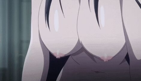 2d akeno_himejima animated black_hair blush blushing breasts demon demon_girl ecchi female gif high_school_dxd large_breasts naked nipples official_animation official_art purple_eyes solo tagme video