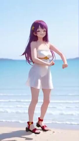 1girls ai_generated animated athena_asamiya beach big_breasts bouncing_breasts dress hairband jiggle king_of_fighters light_skin long_hair looking_at_viewer outdoors purple_eyes purple_hair robin_ai_experi see-through see-through_clothes see-through_clothing skirt smiling star star_(symbol) tagme video