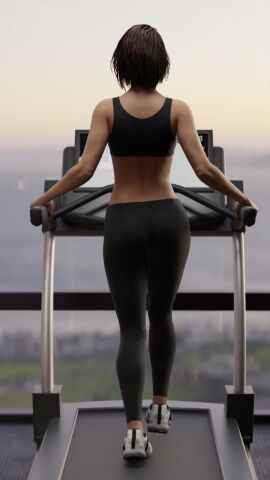 1girls 3d animated arousaxion ass ass_focus bandeau black_bandeau blender breasts brown_hair capcom female female_only fitness gym jill_valentine jill_valentine_(sasha_zotova) leggings leggings_down light-skinned_female light_skin mirror resident_evil resident_evil_3 resident_evil_3_remake sexy short_hair smile solo solo_female tagme video wet wet_body wet_skin younger_female