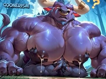 2boys ai_art ai_generated alistar animated anthro bara bara_tiddies bara_tits between_pectorals biceps big_muscles big_pecs black_eyes blue_hair blue_skin blush bodily_fluids bovid bovine bull canid canine cattle clawed_fingers confusion cow_ears crushing dripping duo ear_piercing embarrassed facial_hair fluffy forest fur furry gay glowing glowing_eyes goonerism ground grunting head_between_pecs horn horn_ring horns huge_muscles interspecies lactation league_of_legends long_ears lying male male/male male_lactation milk milk_drip milk_squirt milking moaning mooing muscles muscular muscular_male nipples nose_ring on_back on_ground on_top outdoors patreon pec_grab pec_grasp pec_squeeze pecs pectoral_grab pinned pointy_ears purple_skin question_mark red_sclera riot_games self_upload size_difference smile sound suffocation surprised tagme veiny_muscles video visible_breath warwick watermark wolf yaoi