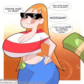 after_sex blush breasts crysnickel cum cumming dee_dee_replacement dexter's_laboratory female huge_breasts money money_under_clothes paid_sex paying precum red_hair sunglasses tinted_eyewear