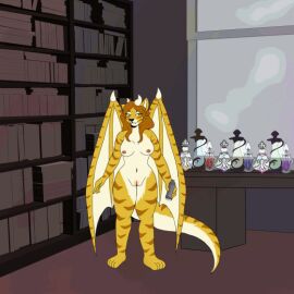 animated breasts destroyer dragon female flosar genitals giantess growth huge hyper inside macro massive mythological_creature mythological_scalie mythology nude pussy rooftop scalie small_(disambiguation) solo wide_hips