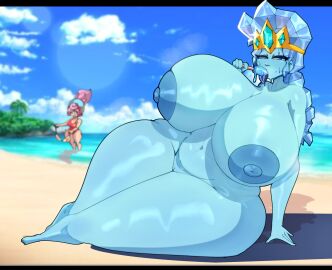 2girls amber_(brawl_stars) ame_momos ass beach big_ass big_breasts bikini bikini_top bikini_top_removed blue_body blue_eyes blue_hair blue_skin blue_skinned_female brawl_stars breasts breasts_out clothing completely_nude completely_nude_female crown duplicate eating eating_ice_cream female female_focus female_only frost_queen_amber_(brawl_stars) gigantic_breasts gigantic_thighs helmet high_resolution huge_breasts ice ice_cream ice_hair janet_(brawl_stars) large_filesize long_hair nipples nude ocean pink_hair ponytail pussy ready_for_sex sweat sweatdrop tagme thick_thighs thighhighs thighs tiara tongue tongue_out tummy very_high_resolution wide_hips