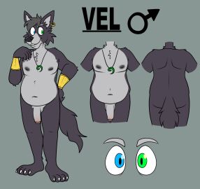 2024 4_toes 5_fingers anthro areola ass balls beastofeuthanasia belly_overhang bent_arm black_nose blue_eyes bracelet canid canine canis character_name cheek_tuft chest_tuft claws digital_media_(artwork) ear_piercing ear_ring eyebrows facial_tuft fangs feet finger_claws fingers flaccid flat_colors fluffy fluffy_tail front_view fur gender_symbol genitals gold_(metal) gold_bracelet gold_jewelry green_eyes grey_areola grey_background grey_balls grey_body grey_eyebrows grey_fur grey_hair grey_inner_ear grey_nipples grey_penis grey_tail hair hand_on_hip heterochromia hi_res jewelry looking_at_viewer male mammal model_sheet mostly_nude mostly_nude_anthro mostly_nude_male multicolored_body multicolored_fur navel necklace nipples penis piercing pink_penis rear_view ring_piercing shoulder_blades simple_background slightly_chubby slightly_chubby_anthro slightly_chubby_male smile solo stated_gender symbol tail teeth toe_claws toes tuft two-tone_body two-tone_fur vel_(synthwave-demon) white_claws wolf