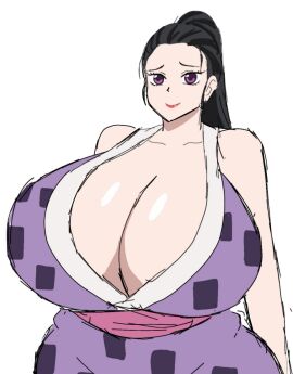 1girls 2d 2d_(artwork) 2d_artwork alternate_body_type alternate_breast_size arms_down big_breasts black-haired_female black_hair breasts breasts_bigger_than_head busty busty_female clothing curvy curvy_body curvy_female curvy_figure demon_slayer digital_drawing_(artwork) digital_media_(artwork) female female_focus female_only flat_colors hinatsuru_(kimetsu_no_yaiba) huge_breasts human human_female japanese japanese_clothes japanese_female kimetsu_no_yaiba large_breasts light-skinned_female light_skin looking_at_viewer mature mature_woman momiji_(artist) mommy_milkers ponytail purple_clothing purple_eyes red_lips revealing_clothes robe simple_background smile smiling_at_viewer solo solo_female solo_focus upper_body white_background wife
