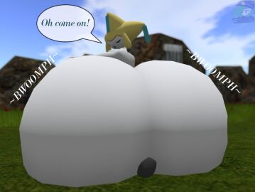 3d 3d_(artwork) angry ass big_ass big_breasts breasts bubble_ass bubble_butt facesitting female generation_3_pokemon grumpy huge_ass hyper jirachi mythical_pokemon pokemon pokemon_(species) pokemon_rse stressed thick_thighs wide_hips zer0264