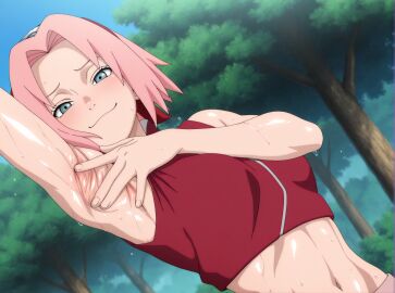 1girls ai_generated armpits naruto pink_hair sakura_haruno
