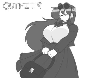 big_breasts black_hair black_skirt breast_outline breasts closed_eyes female female_focus female_only leather_jacket marie_(tag-a-long) mime mime_girl original original_art original_artwork outfit_change tag-a-long white_body white_hair