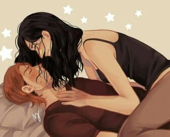 1boy 1girls attack_on_titan black_hair blush female female_on_top jean_kirstein jeanpiku lying_on_back male male/female pieck_finger romantic shingeki_no_kyojin straddling straight suggestive