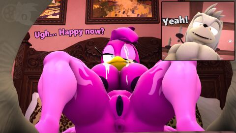 3d adam_(juicyducksfm) anthro anus arm_tattoo ass avian balls beak bedroom big_balls big_breasts big_penis bird blue_eyes bodily_fluids breasts canid canine canis cum cum_on_beak cum_on_body cum_on_breasts cum_on_face dialogue digital_media_(artwork) duo eye_contact fan_character female fur genital_fluids genitals grey_body grey_fur hi_res juicyducksfm leg_tattoo looking_at_another looking_pleasured male male/female mammal muscular muscular_anthro muscular_male nude penis purple_body purple_skin pussy red_eyes sega sex sitting smile sonic_(series) sonic_riders sonic_the_hedgehog_(series) source_filmmaker_(artwork) standing tattoo text wave_the_swallow white_body white_fur wolf