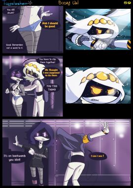 2d :3 boozy_uzi comic disassembly_drone english_text female glitch_productions humanoid male male/female murder_drones n_(murder_drones) page_59 page_number robot robot_boy robot_girl robot_humanoid screen_face toony toyslasher uzi_(murder_drones) v_(murder_drones) white_body worker_drone