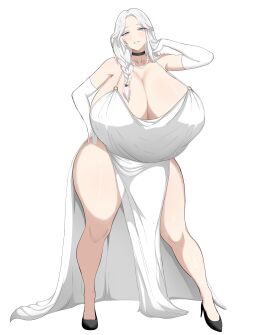 1girls big_breasts big_thighs breasts busty cleavage cocktail_dress curvy dress female female_only giacmertanfine giant_breasts gigantic_breasts heels high_heels hips_wider_than_shoulders huge_breasts huge_thighs large_breasts large_thighs ma_dao massive_breasts original original_character plunging_neckline thick_thighs thighs voluptuous white_background white_dress
