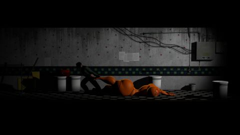 3d 3d_(artwork) abandoned_animatronic animatronic animatronic_female animatronic_suit ass au big_areola breasts dragging employee employee_uniform female fishnets fishnets_only five_nights_at_freddy's five_nights_at_freddy's_2 hallway huge_ass huge_breasts identity_censor masked naked purpleyblack sfm source_filmmaker taller_female thick_legs thick_thighs toy_chica_(cyanu) toy_chica_(fnaf) uncensored_breasts uncensored_nipples yellow_skin