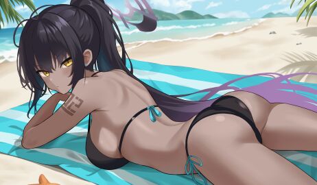 1girls ass ass_cleavage back bare_armpits bare_arms bare_back bare_hips bare_legs bare_shoulders bare_skin bare_thighs bikini bikini_bottom bikini_only bikini_top black_bikini black_bikini_bottom black_bikini_top black_hair black_hair_female black_string_bikini black_swimsuit black_swimwear blue_archive breasts brown-skinned_female brown_skin brown_skinned_female busty busty_female busty_girl busty_teen butt_crack dark-skin dark-skinned_female dark_skin dark_skinned dark_skinned_female elbows exposed_armpits exposed_arms exposed_back exposed_hips exposed_legs exposed_shoulders exposed_skin exposed_thighs female female_focus female_only frown frown_eyebrows frowning frowning_at_viewer groin hair_between_eyes half_naked half_nude halo halterneck head_tilt high_resolution high_school_student highres karin_(blue_archive) large_breasts lean_figure long_hair looking_at_viewer looking_back looking_back_at_viewer lying lying_down lying_on_breasts lying_on_floorlying_on_stomach lying_on_ground naked naked_female naked_woman narrow_waist nude nude_female nudity outdoor outdoor_nudity outdoors outside ponytail purple_halo raimu_(clanberry000) school_girl semi_nude shoulders side-tie_bikini sideboob slender_body slender_waist slim_waist solo string_bikini swimsuit swimwear teen_girl teenage_girl teenage_tits teenager thick_thighs thighs tilted_head upper_body yellow_eyes yellow_eyes_female young_female young_woman