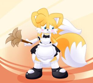 crossdressing diaper femboy maid maid_outfit maid_uniform miles_tails_prower sir-dancalot sonic_(series) sonic_the_hedgehog_(series) tails tails_the_fox