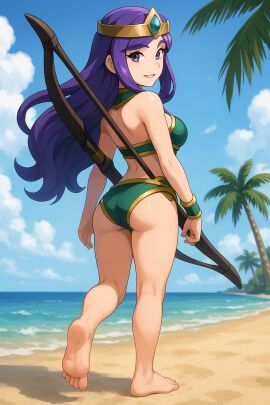 1girls ai_generated archer beach bikini bikini_bottom bikini_top feet female foot_fetish foots original_character sexy