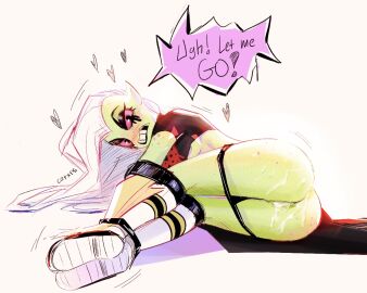 alien alien_humanoid areola areola_slip ass black_panties blush bodily_fluids bottomwear breasts clothed clothing cum cum_in_pussy cum_inside cum_on_ass cum_on_butt cxlinray disney disney_channel disney_xd eyebrows female footwear freckles genital_fluids genitals gloves green_body green_skin hair handwear humanoid humanoid_pointy_ears implied_rape leaking_cum long_hair lord_dominator lying midriff on_side panties panties_down pussy restrained shoes socks solo teeth topwear wander_over_yonder white_hair