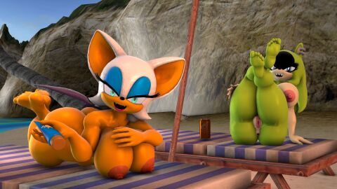 2girls 3d 3d_model ass beach breasts female female_only furry huge_ass huge_breasts idw_comics idw_publishing laying_on_stomach looking_at_viewer mobian mobian_(species) mobian_bat mobian_tenrec rouge_the_bat sega self_upload sfm silverade55 sonic_(series) sonic_adventure_2 sonic_the_hedgehog_(comics) sonic_the_hedgehog_(idw) sonic_the_hedgehog_(series) source_filmmaker surge_the_tenrec
