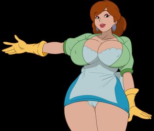 animated apron big_breasts breasts brown_hair discreenvision female gif housemilf_arcade inusen milf solo tagme