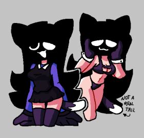 1girls 2d :3 arcaned_roses black_clothing black_hair cat_bra cat_ears cat_girl cat_tail catgirl female female_only long_hair multiple_views mystery_(roses_arcaned) neko purple_clothing purple_handwear roses_arcaned solo tagme tail_plug