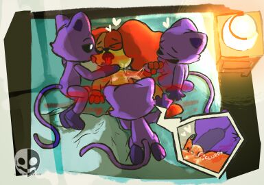 anthro anthro_on_anthro anthro_only balls blush bodily_fluids breasts canid canine canis cat catnap catnap_(poppy_playtime) comic critters_(poppy_playtime) cum digital_media_(artwork) dog dogday dogday_(poppy_playtime) doggy domestic_cat domestic_dog erection felid feline felis fellatio fur furry_only genital_fluids genitals group hi_res male male/male male_only male_penetrated male_penetrating mammal mob_entertainment no_humans notsafeforwanking open_mouth oral orange_fur orange_skin penetration penile penis poppy_playtime poppy_playtime_(chapter_3) purple_body purple_fur purple_skin scritter sex simple_background smile smiling_critters tagme tail
