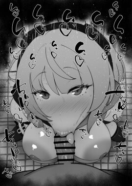 1boy 1girls :>= anby_demara areola_slip bare_shoulders big_breasts big_penis black_and_white blowjob blush breasts censored cute dark-skinned_male dark_skin deepthroat_mark detailed_background drooling eye_contact eyelashes female footwear fringe grey_hair hands-free head_tilt headphones heart hoyoverse human implied_deepthroat indoor inside interracial kurotama light-skinned_female looking_at_viewer male male_pov mihoyo nipple_slip oral orange_eyes pale-skinned_female penis pov room saliva saliva_trail shiny shiny_skin short_hair sketch sloppy sloppy_blowjob sound_effects squatting sweat text toilet tongue tongue_out vein veins veiny veiny_penis yellow_eyes zenless_zone_zero